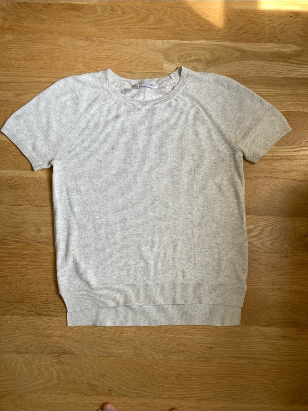 Everlane Short Sleeve Knit Top — Light Heather Gray - S